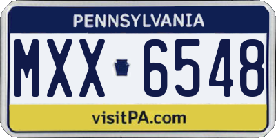 PA license plate MXX6548