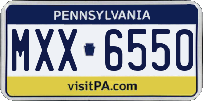PA license plate MXX6550