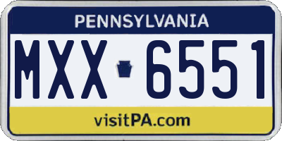 PA license plate MXX6551