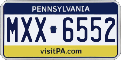 PA license plate MXX6552