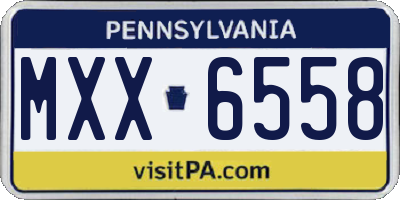 PA license plate MXX6558