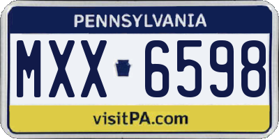 PA license plate MXX6598