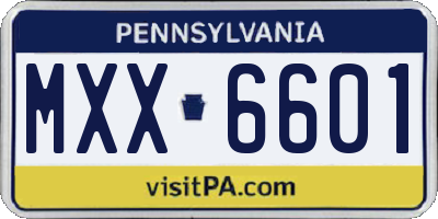PA license plate MXX6601