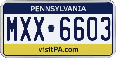 PA license plate MXX6603
