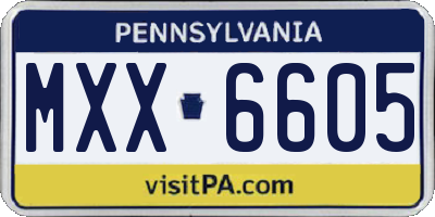 PA license plate MXX6605