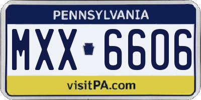 PA license plate MXX6606