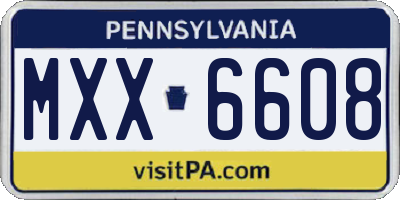 PA license plate MXX6608