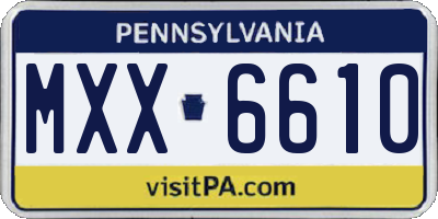 PA license plate MXX6610