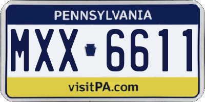 PA license plate MXX6611