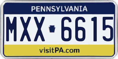 PA license plate MXX6615