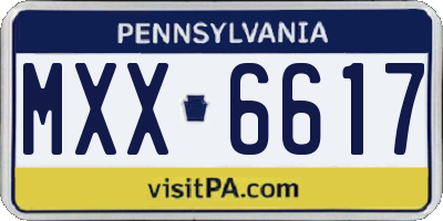 PA license plate MXX6617