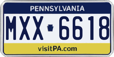 PA license plate MXX6618