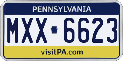 PA license plate MXX6623