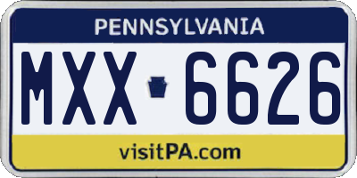 PA license plate MXX6626