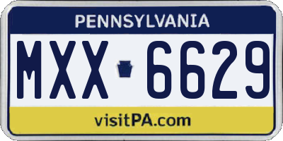 PA license plate MXX6629