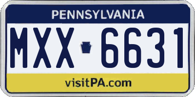 PA license plate MXX6631