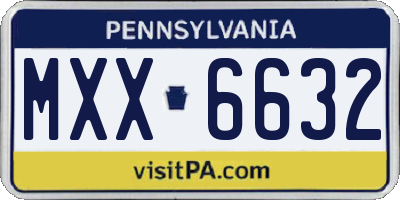PA license plate MXX6632