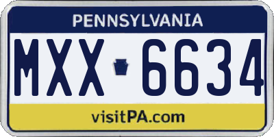 PA license plate MXX6634