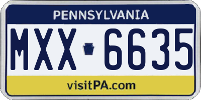 PA license plate MXX6635