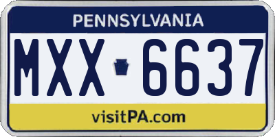 PA license plate MXX6637