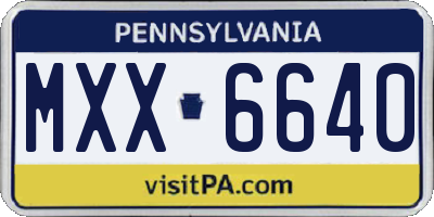 PA license plate MXX6640