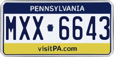 PA license plate MXX6643