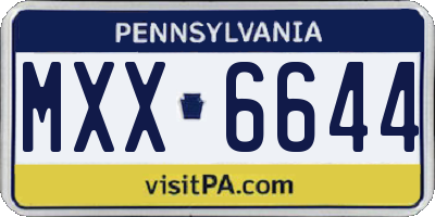 PA license plate MXX6644
