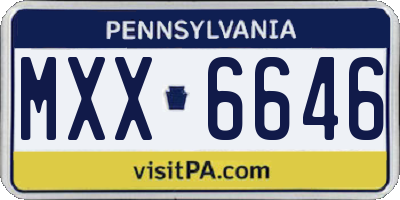 PA license plate MXX6646