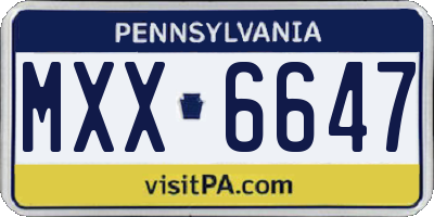 PA license plate MXX6647