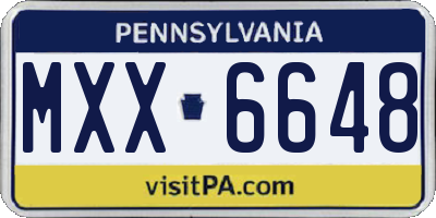 PA license plate MXX6648