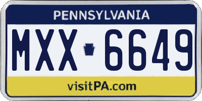 PA license plate MXX6649