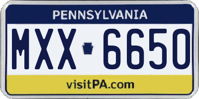 PA license plate MXX6650