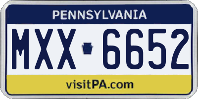 PA license plate MXX6652