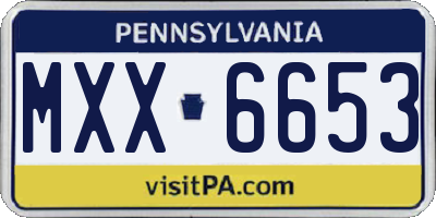 PA license plate MXX6653