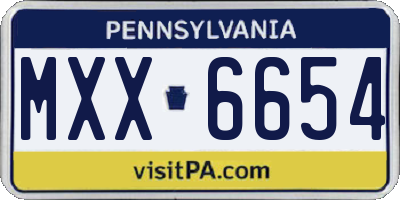 PA license plate MXX6654