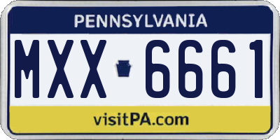 PA license plate MXX6661
