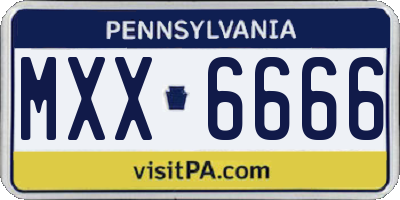 PA license plate MXX6666