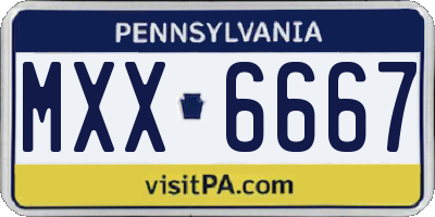 PA license plate MXX6667