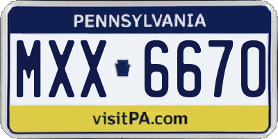 PA license plate MXX6670
