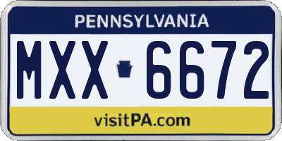 PA license plate MXX6672