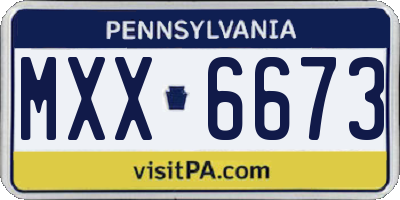 PA license plate MXX6673