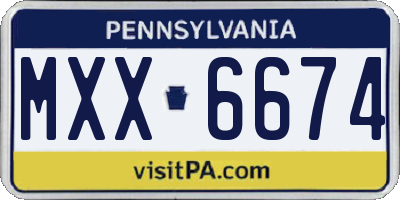 PA license plate MXX6674