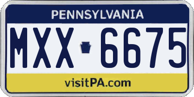 PA license plate MXX6675