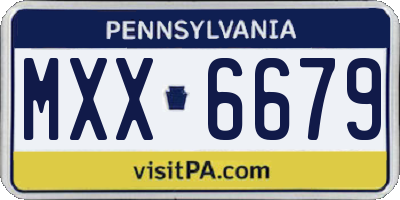 PA license plate MXX6679
