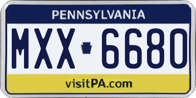 PA license plate MXX6680