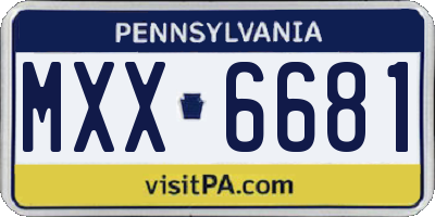 PA license plate MXX6681