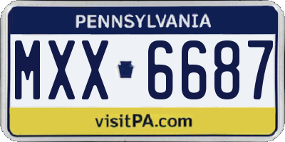 PA license plate MXX6687