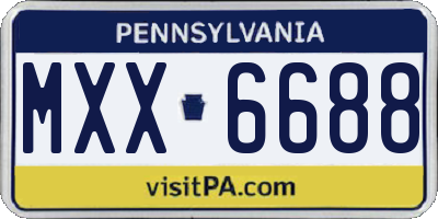 PA license plate MXX6688