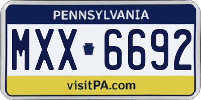 PA license plate MXX6692