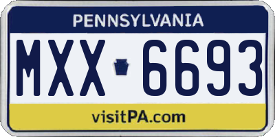 PA license plate MXX6693